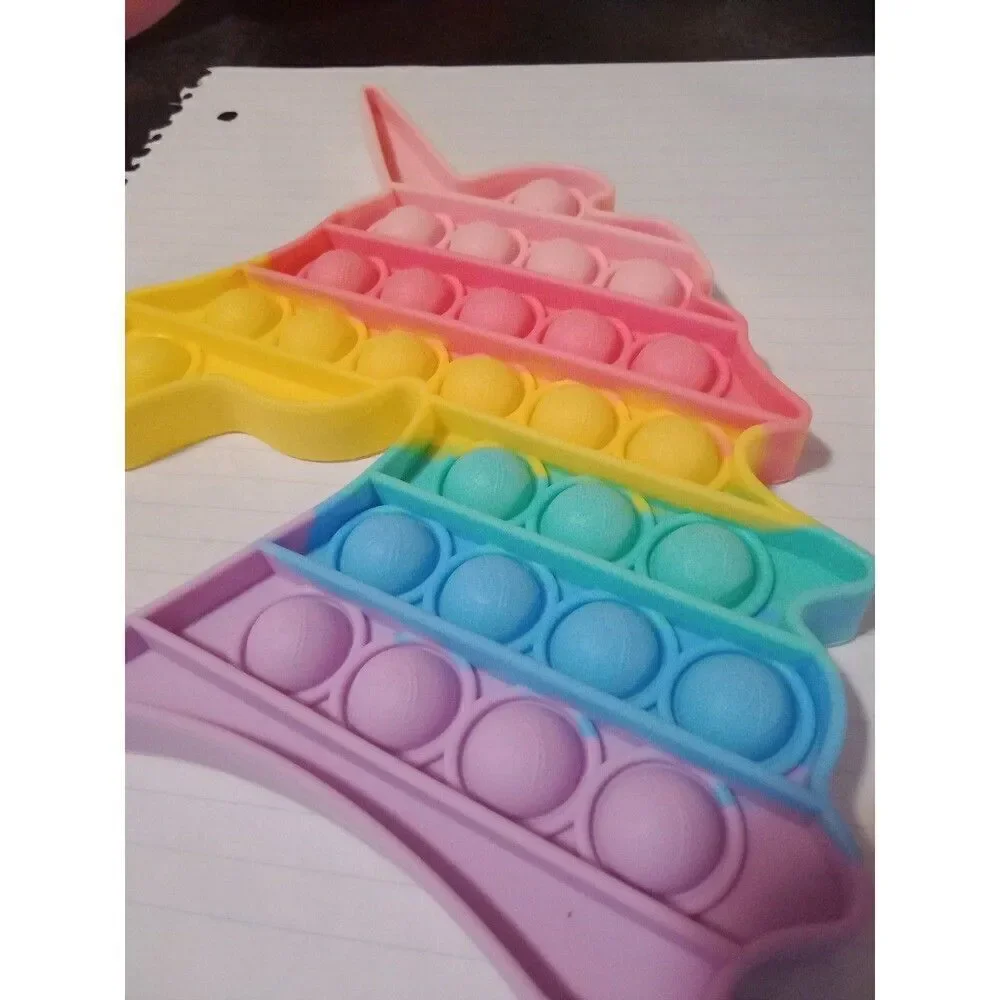 Fidget Toy Pastel Rainbow Unicorn Push Pop Bubble Pastel Rainbow Sensory